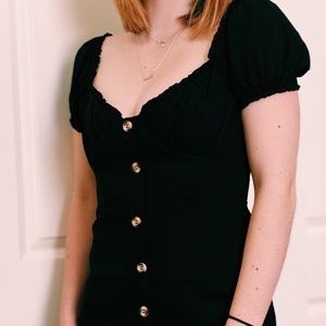 black button down mini dress